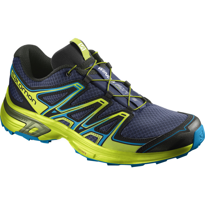 SALOMON WINGS FLYTE 2 Philippines - Men's Trail Running Shoes - Navy/Yellow | 508476-CSB